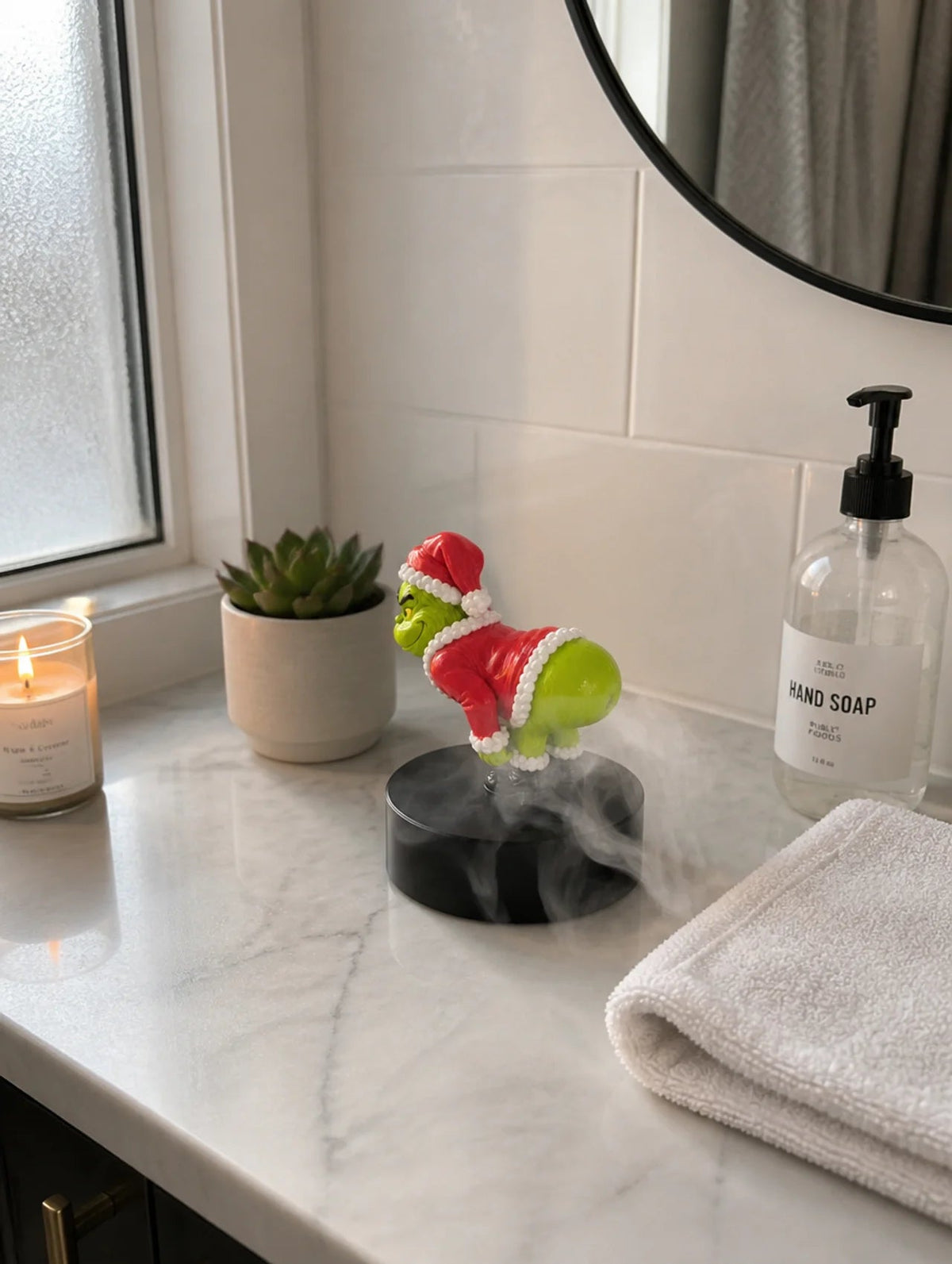 Naughty Mist humidifier on bathroom counter